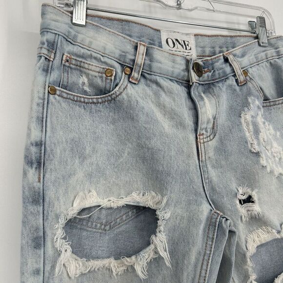 ONE By One Teaspoon Awesome Baggies Jeans Light Wash Ripped Mid Rise Size 26 - Picture 3 of 13